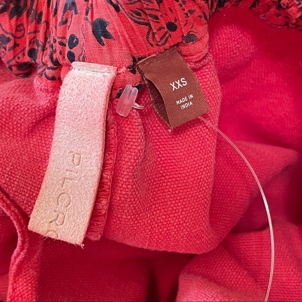 NWT Anthropologie Pilcro Linen Flutter Sleeve Midi Apron Dress Red XXS - Small - Picture 14 of 15